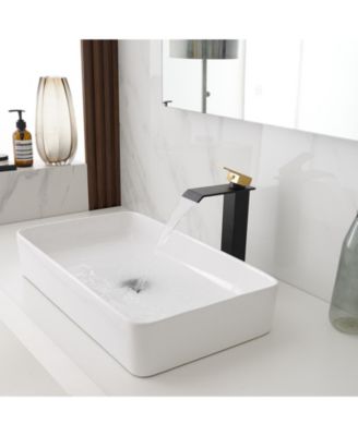 Waterfall Single Hole Single Handle Bathroom Vessel Sink Faucet With Pop-up Drain