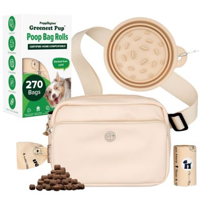 Walk Star Kit: 3-in-1 Dog Walk Bag & Bowl plus Matching 270 Refill Dog Poop Bags