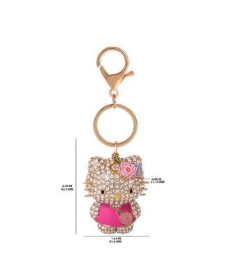 SALLY ROSE Pink Keychain Official License, Multicolored Pave Crystal Sanrio Keychain with Lobster Clip