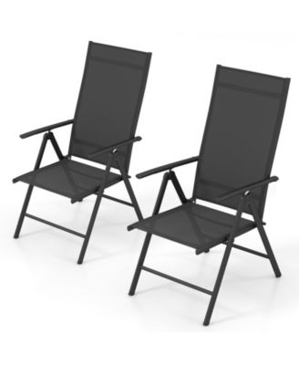 4PCS Patio Folding Dining Chair With 7-Level Adjustable High Backrest for Garden