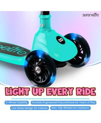 3-Wheel Foldable Kids Scooter - Child Toy Scooter with Built-in LED Wheel Lights, and Easy Maneuvering Lean-to-Steer Technology (Turquoise Blue)
