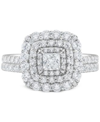 Diamond Princess Triple Halo Bridal Ring Set (1-1/2 ct. t.w.) in 14k White Gold