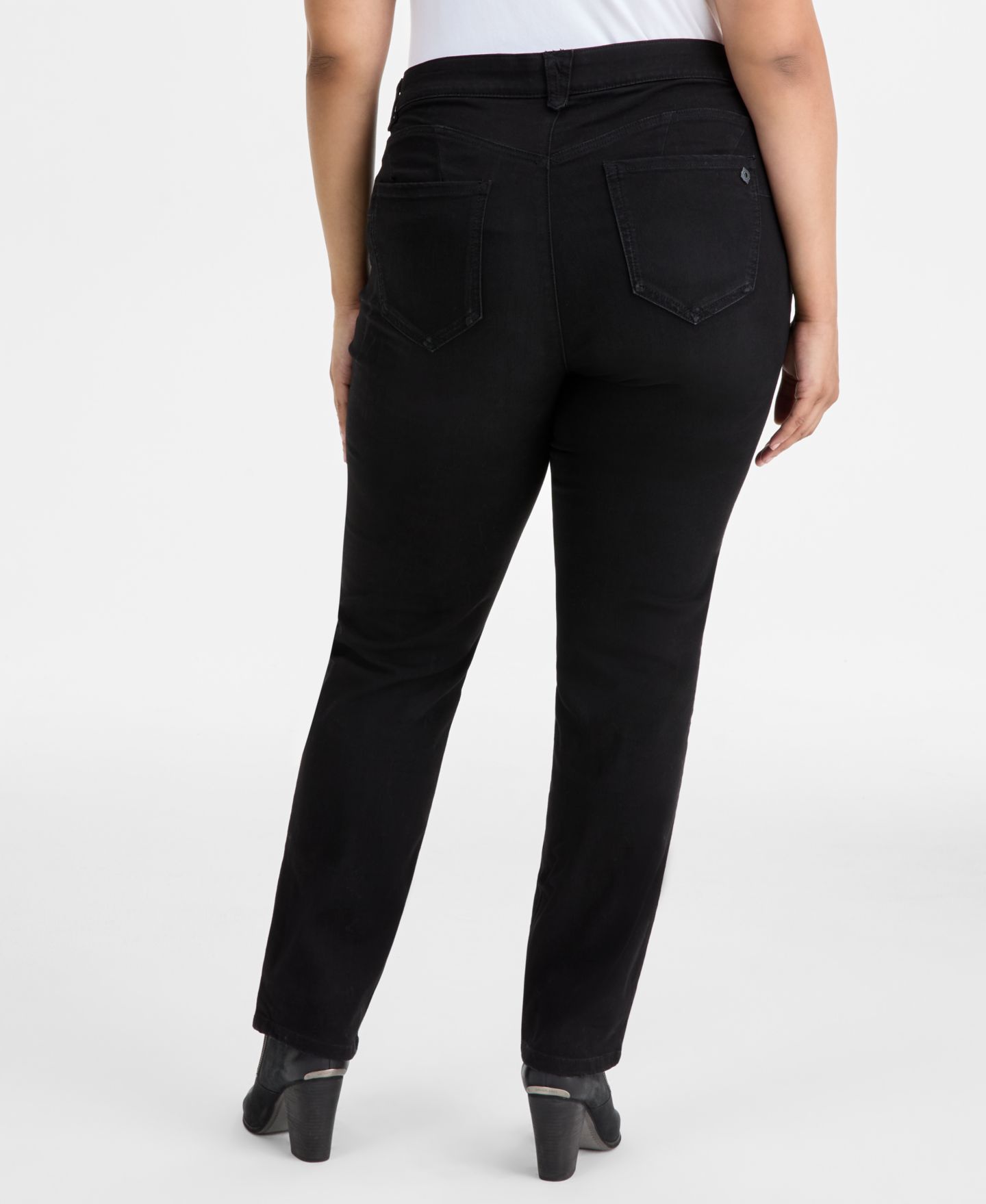 Женские джинсы Democracy Plus Size AbSolution Straight-Leg, цвет: Чёрный — фото 4