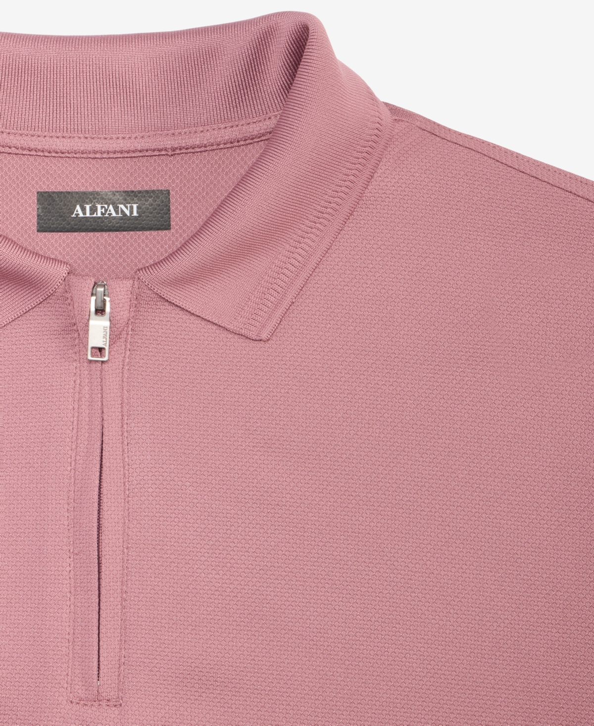 Alfani Men's Ottoman Short Sleeve Textured Quarter-zip Polo Shirt, Exclusively At Macy's In Pink