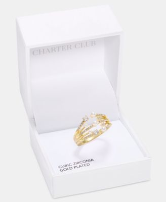 Crystal & Imitation Pearl Wrap Ring, Macy's Exclusive