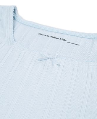 Girls Pointelle Knit Square Neck T-Shirt