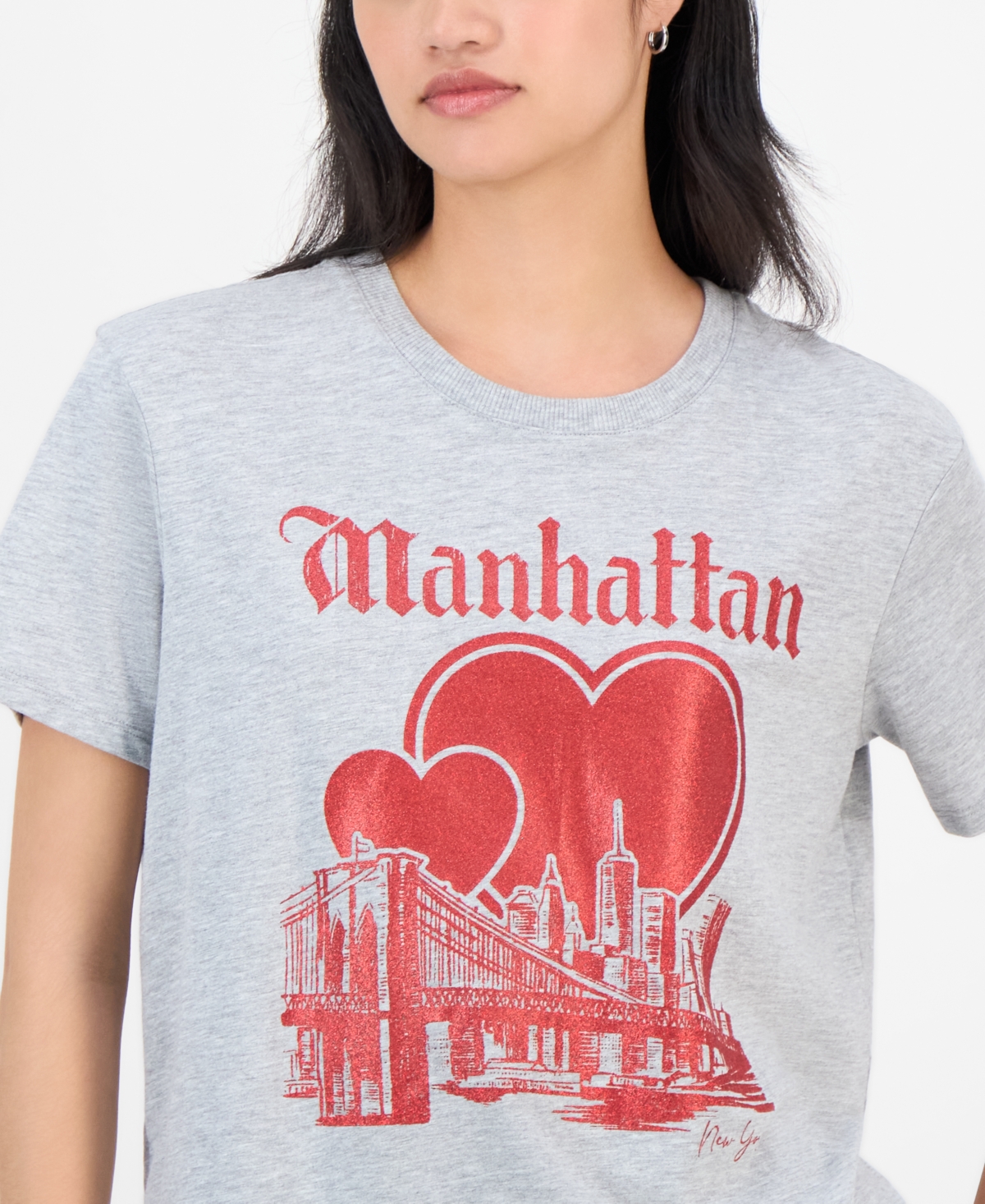 Self Esteem Juniors' Manhattan Love Graphic-print Boyfriend T-shirt In Blue