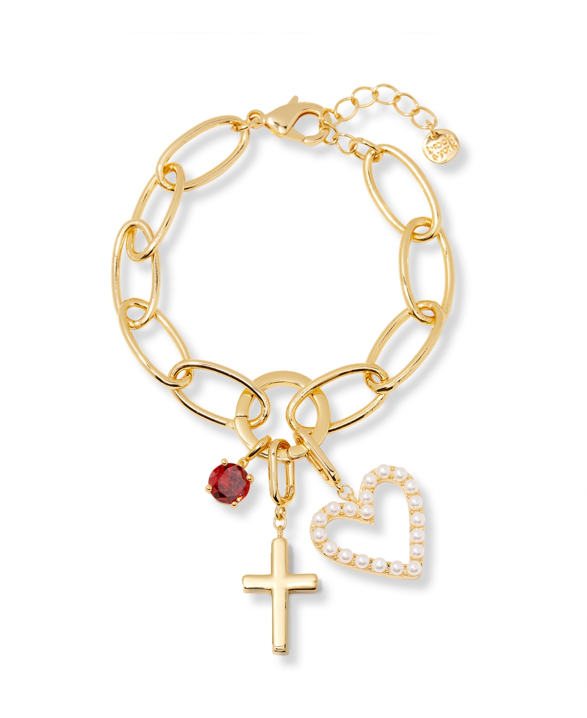 Brook & York Gold Plated Cami Birthstone Cross Charm Chain Bracelet In Gold