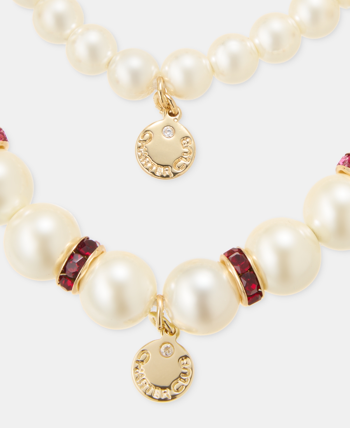 Macy's 2-pc. Set Stone & Imitation Pearl Stretch Bracelets In Gold