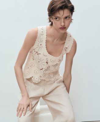 Women's Flowers Crochet Top