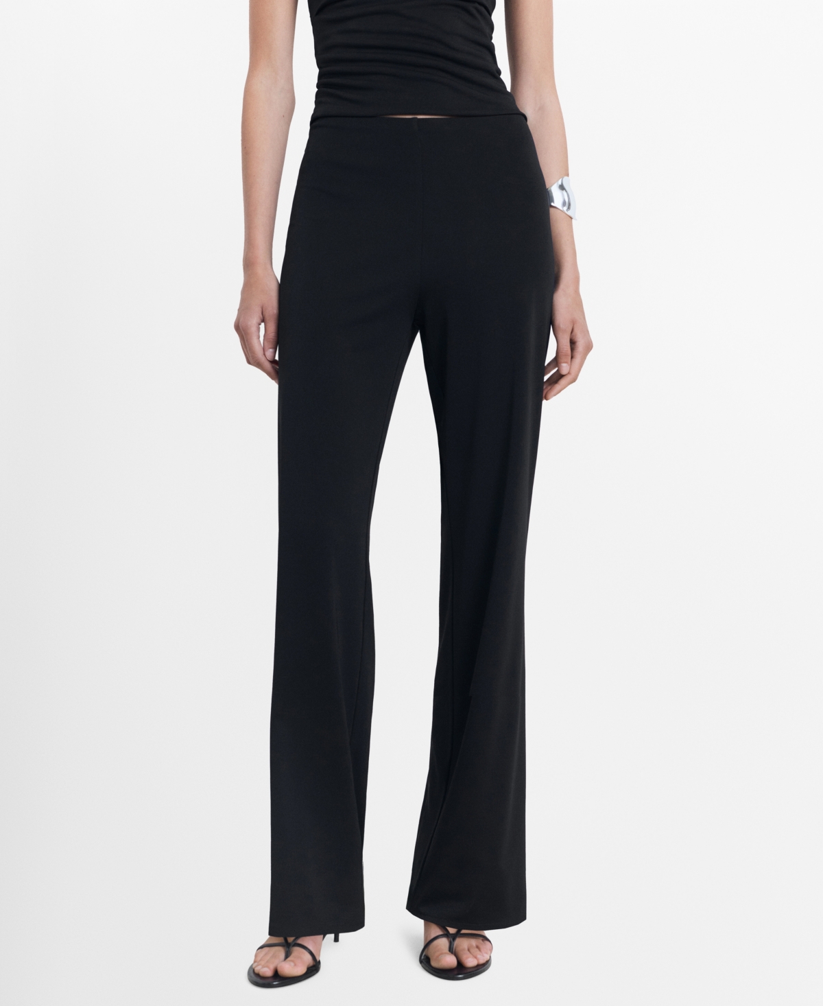 Mango Straight Leg Pants In Black