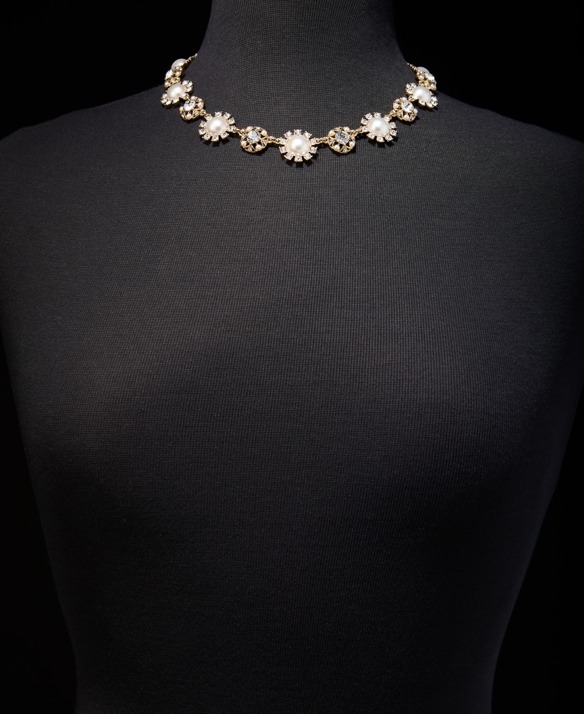 Charter Club Crystal & Imitation Pearl All-Around Collar Necklace, 17" + 2" extender, Macy's Exclusive