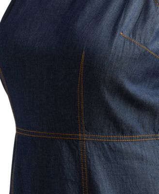 Juniors' Washed Denim Front-Slit Mini Dress 