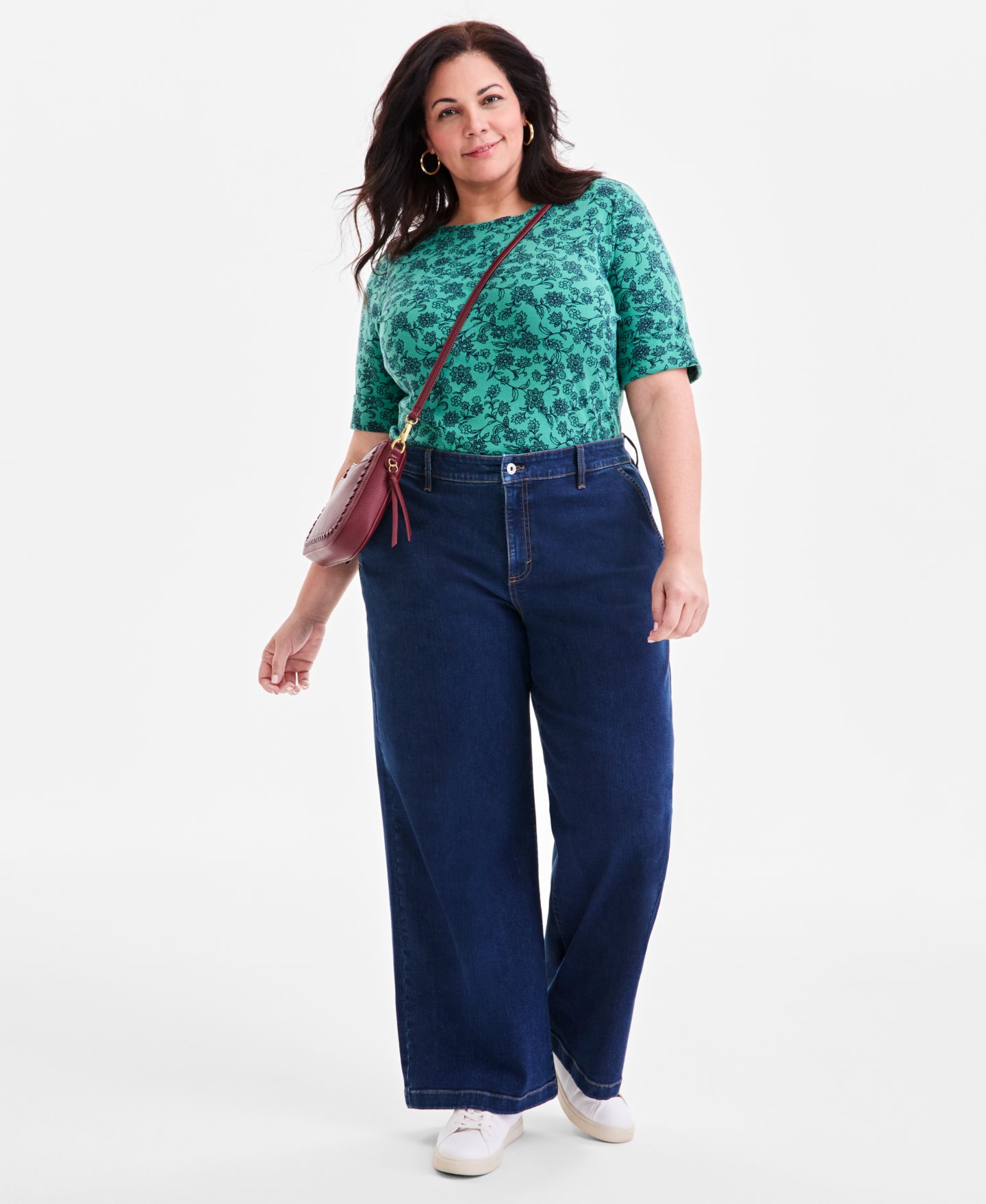 Женские джинсы Style & Co Plus Size High-Rise Wide-Leg, цвет: Тёмная варка — фото 1