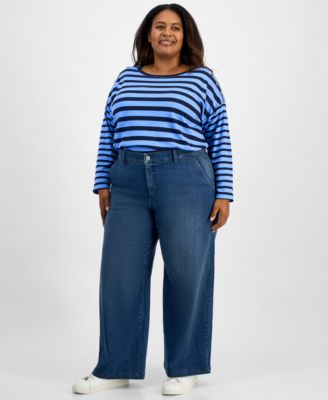 Plus Size High Rise Wide-Leg Jeans, Macy's Exclusive