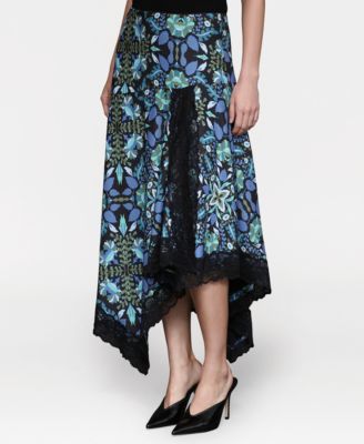 Women's Lace Trim Handkerchief Hem Skirt