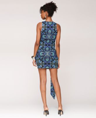 Women's Printed Asymmetric-Drape Sleeveless Mini Dress