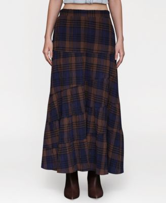 Avec Les Filles - Women's Printed Tiered Maxi Skirt