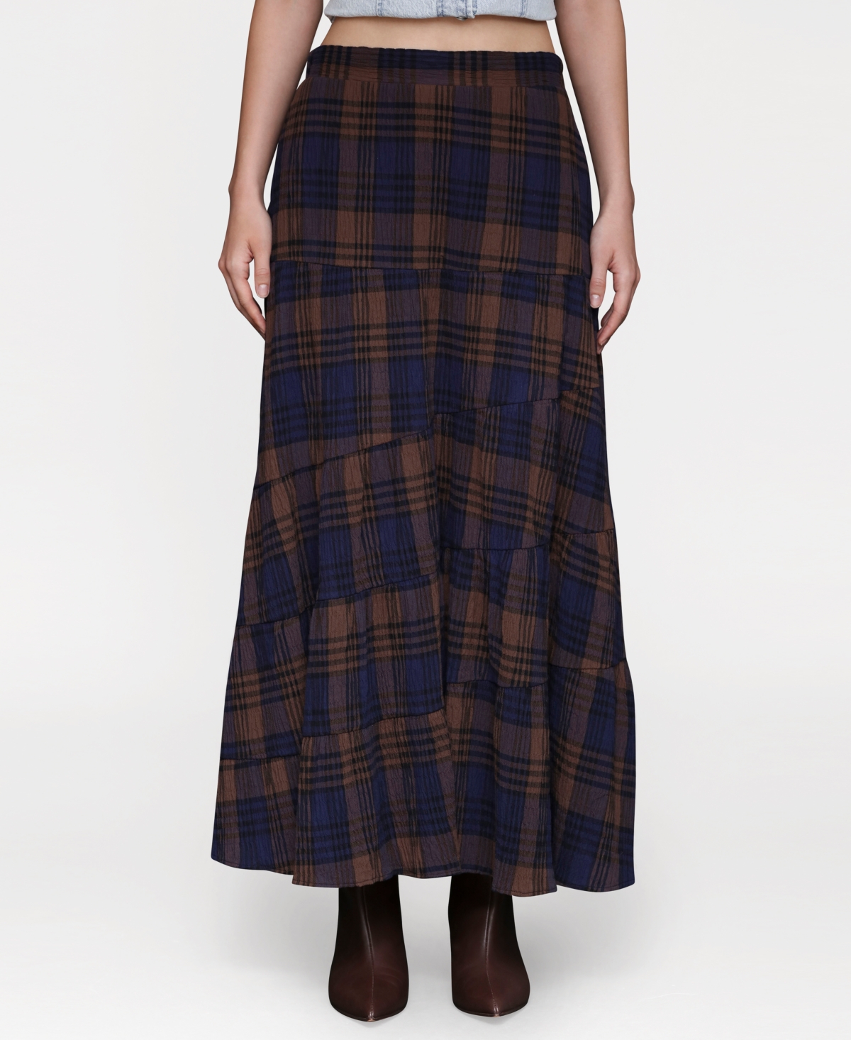 Women's Printed Tiered Maxi Skirt - Brown Multi