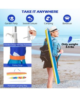 6.5 FT Beach Umbrella UPF50+ Sun Protection Portable Sunshade Parasol for Sand