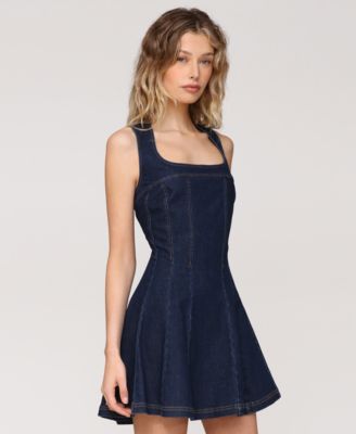 Women's Sleeveless Paneled Denim Mini Dress
