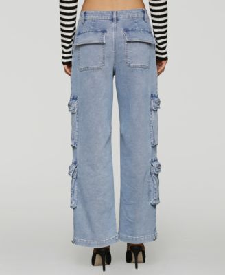 Women's Multi Pocket Wide-Leg Cargo Jeans