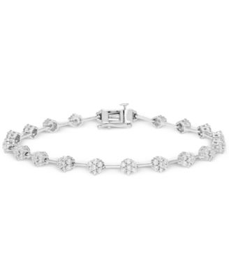 Macy's - Diamond Clover Tennis Bracelet (2 ct. t.w.) in 10k White Gold