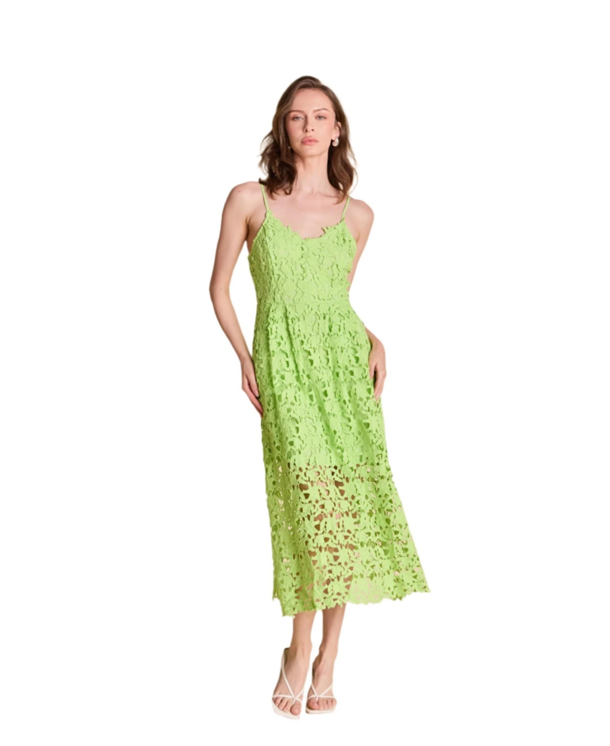Women's Lace Cami Midi Dress - Lime