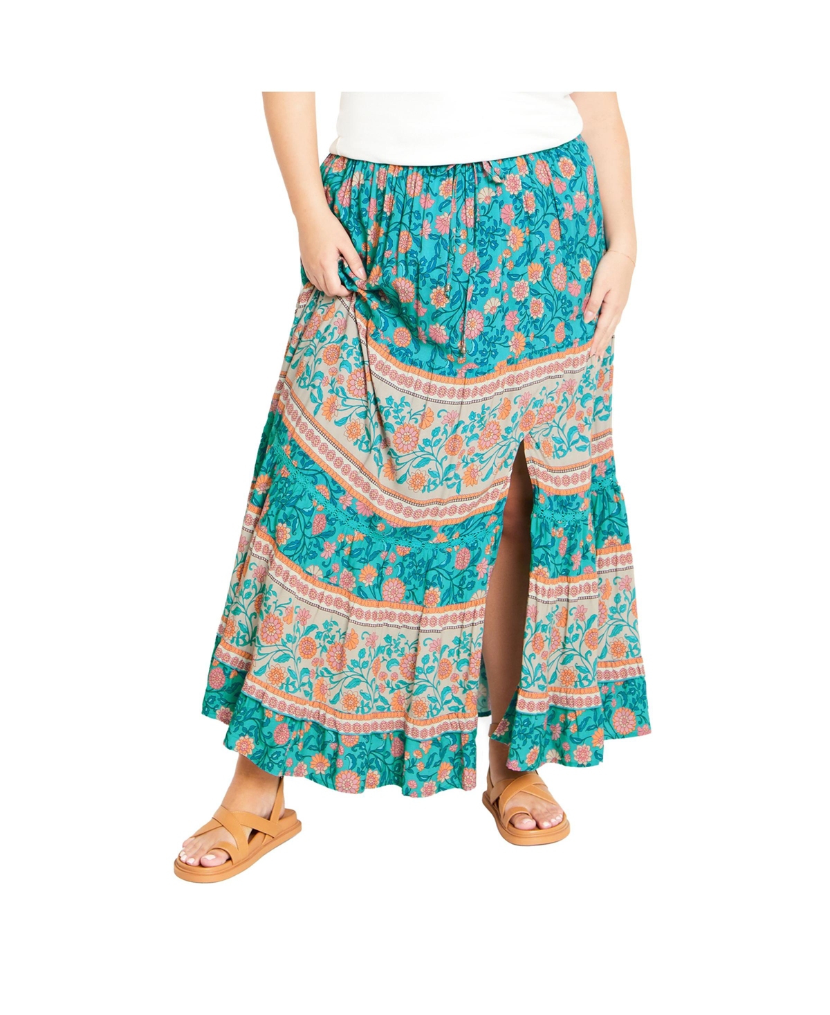 Women's Aurora Print Skirt - Turquoise
