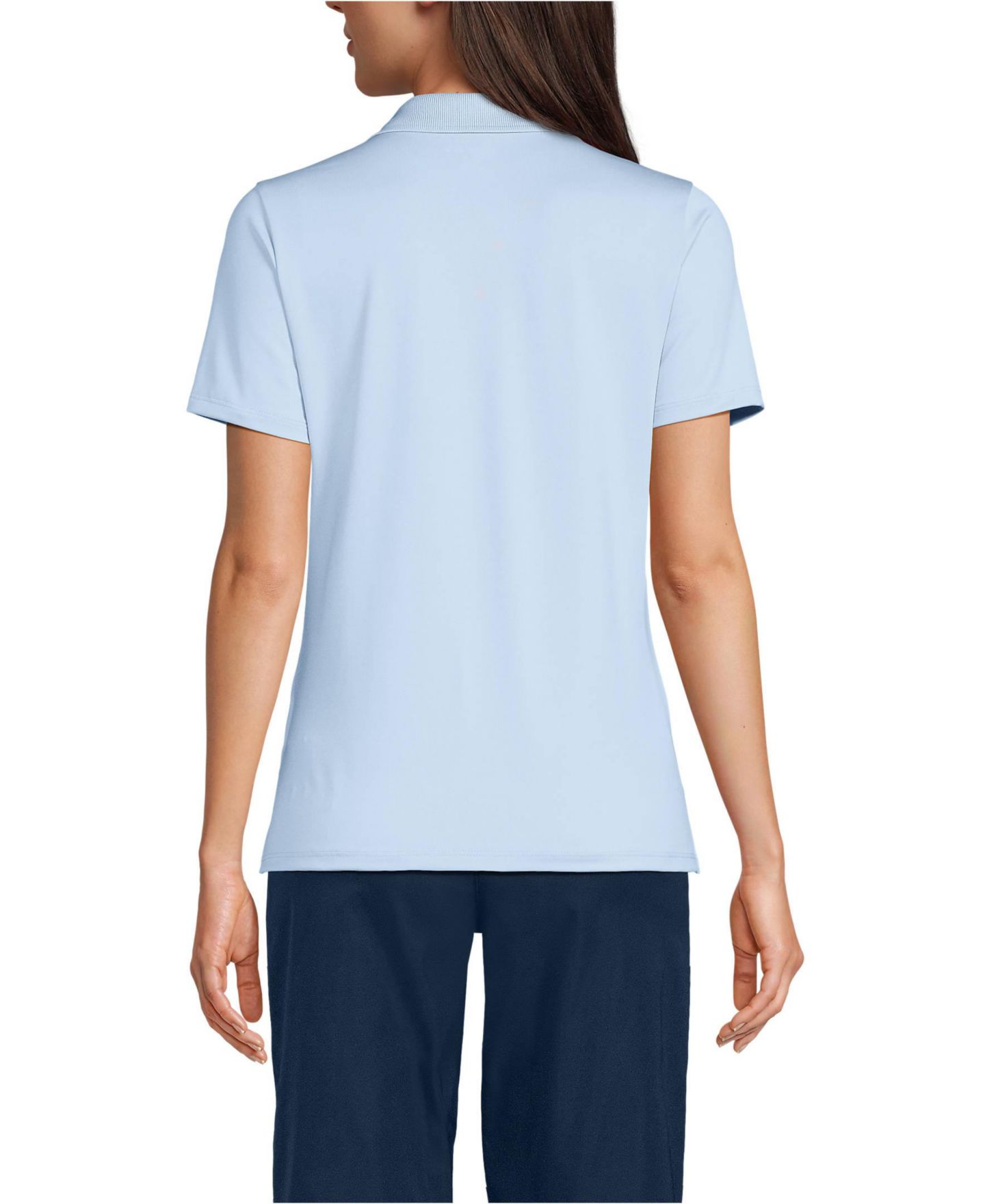 Женское поло Lands' End Short Sleeve Feminine Fit Rapid Dry Polo, цвет: Синий — фото 2
