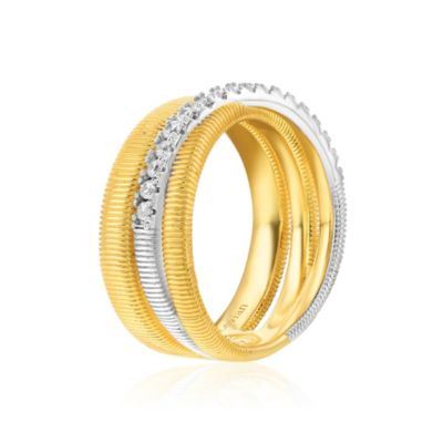 Suzy Levian Golden Helix Sterling Silver Cubic Zirconia Coil Overlapping Ring