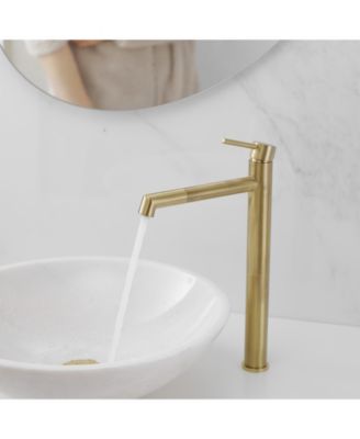 Single Hole Single Handle Bathroom Vessel Sink Faucet With Supply Hose in Black Gold