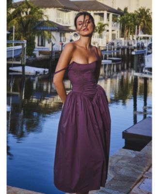 Women's Oakleigh Blackberry Purple Cotton Lace-up Back Midi Dress