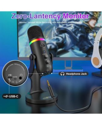 USB Microphone for iPhone,Noise Cancellation Condenser mic with Touch Mute,Gain,Echo,Monitoring,RGB for iPad,PC,Podcast,Streaming,Twitch