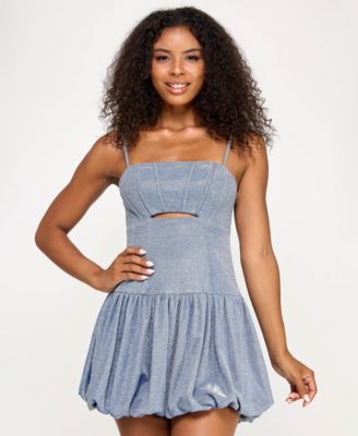 City Studios - Juniors' Sleeveless Glitter Fit & Flare Dress