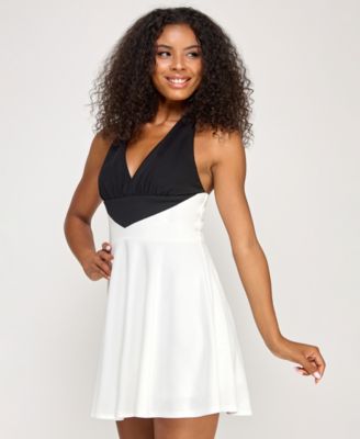 Juniors' Halter Fit & Flare Dress