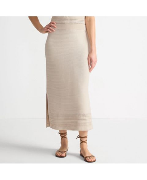 Женские юбки Lands' End Cotton Pointelle Sweater Maxi Skirt - Set Bottom, цвет: Пудровый
