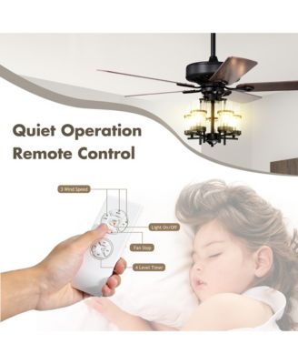 Classic 50 Inch Ceiling Fan with Light Noiseless Reversible Motor Ceiling Fan Lamp