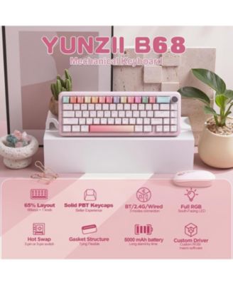 B68 Wireless Mechanical Keyboard,Tri-Mode BT5.0/2.4GHz/USB-C,Cute PBT Keycaps,Hot Swappable Creamy Typing Gasket (Cocoa Cream V2 Switch)