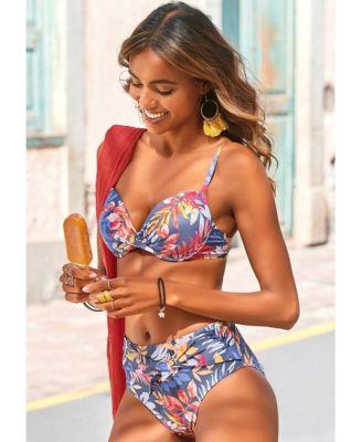 Women's Floral Pattern Push Up Bikini Swimsuit Top Bra Sizing