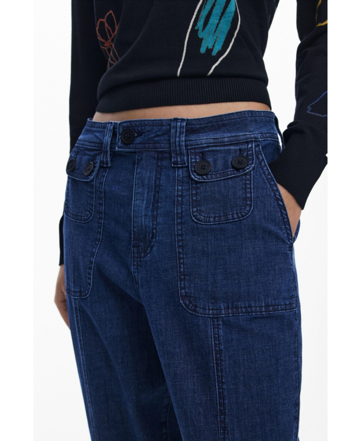 Desigual Denim Joggers In Blue