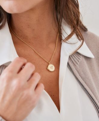 Gold Plated Mel Compass Short Pendant Locket Necklace