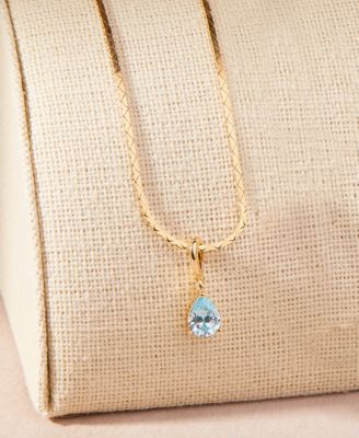 Gold Plated Melrose Teardrop Birthstone Short Pendant Necklace