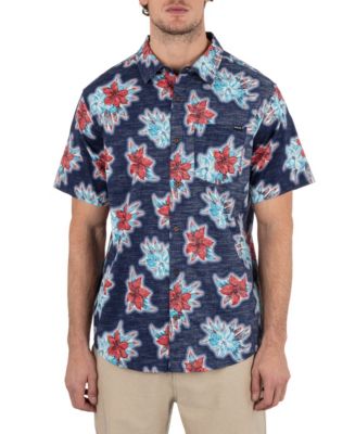 Camicia Hurley One And Only Lido Stretch, Maniche Corte, In Cotone Con Elastan, Taschino Per Occhiali, Stile Hawaiano