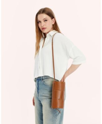 Women's Woven Leather Barrel Bag, Created for Macy's