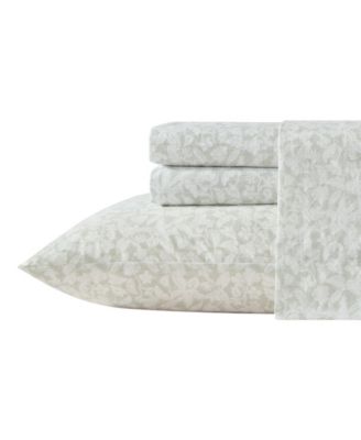 Tommy Bahama Home Cotton Percale 4 Piece Sheet Set, King - Palm Day Sage Green, King Sheet Set