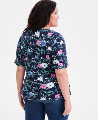 売れ筋商品|||スタイルアンドコー カットソー トップス レディース Plus Size Printed Elbow-Sleeve Knit Top, Exclusively at Macy's Blushing Combo Style & Co Plus Size Printed Elbow-Sleeve Knit Top, Macy's