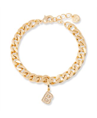 Gold Plated Ella Crystal Initial Chain Bracelet