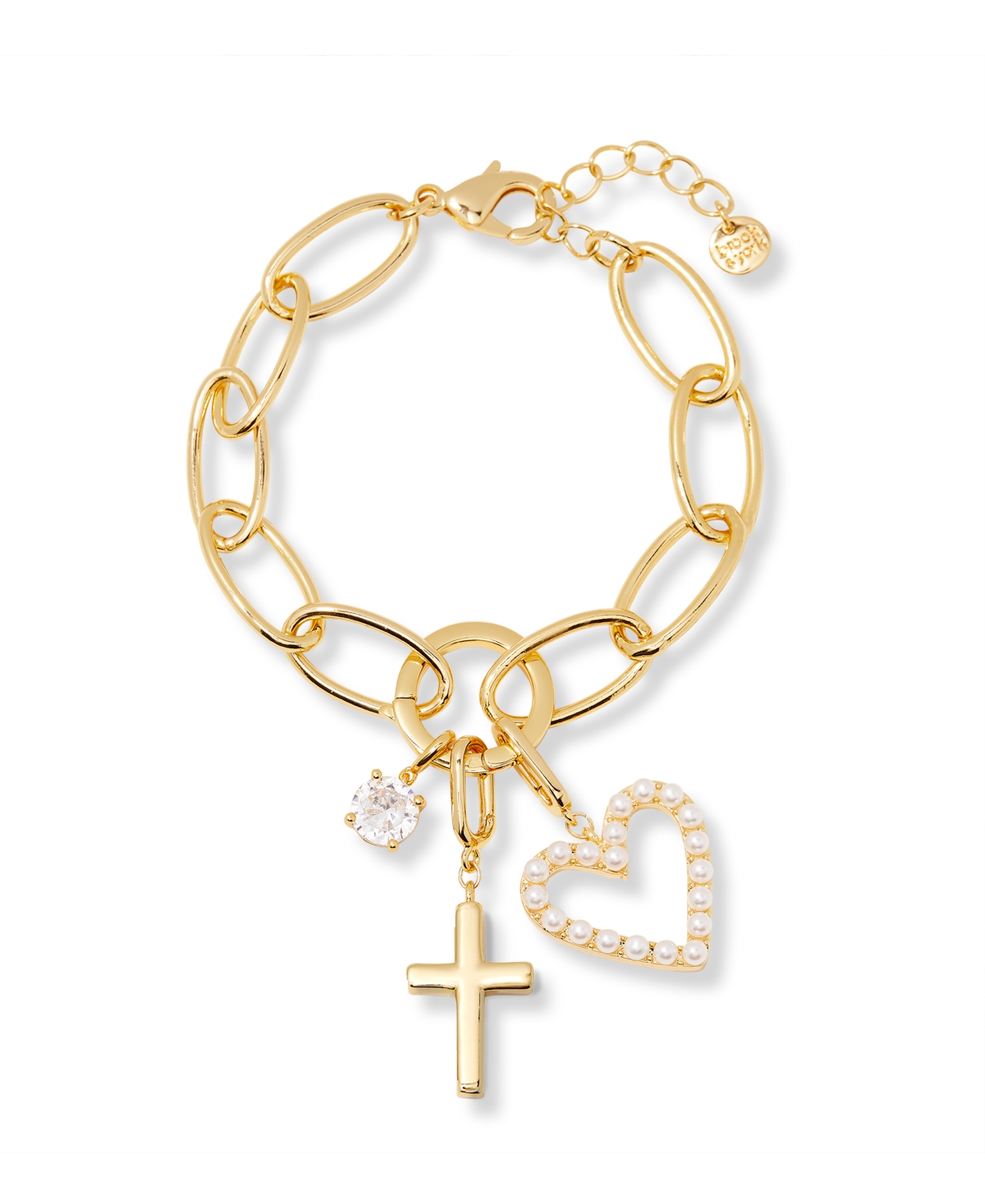 Brook & York Gold Plated Cami Birthstone Cross Charm Chain Bracelet In Gold