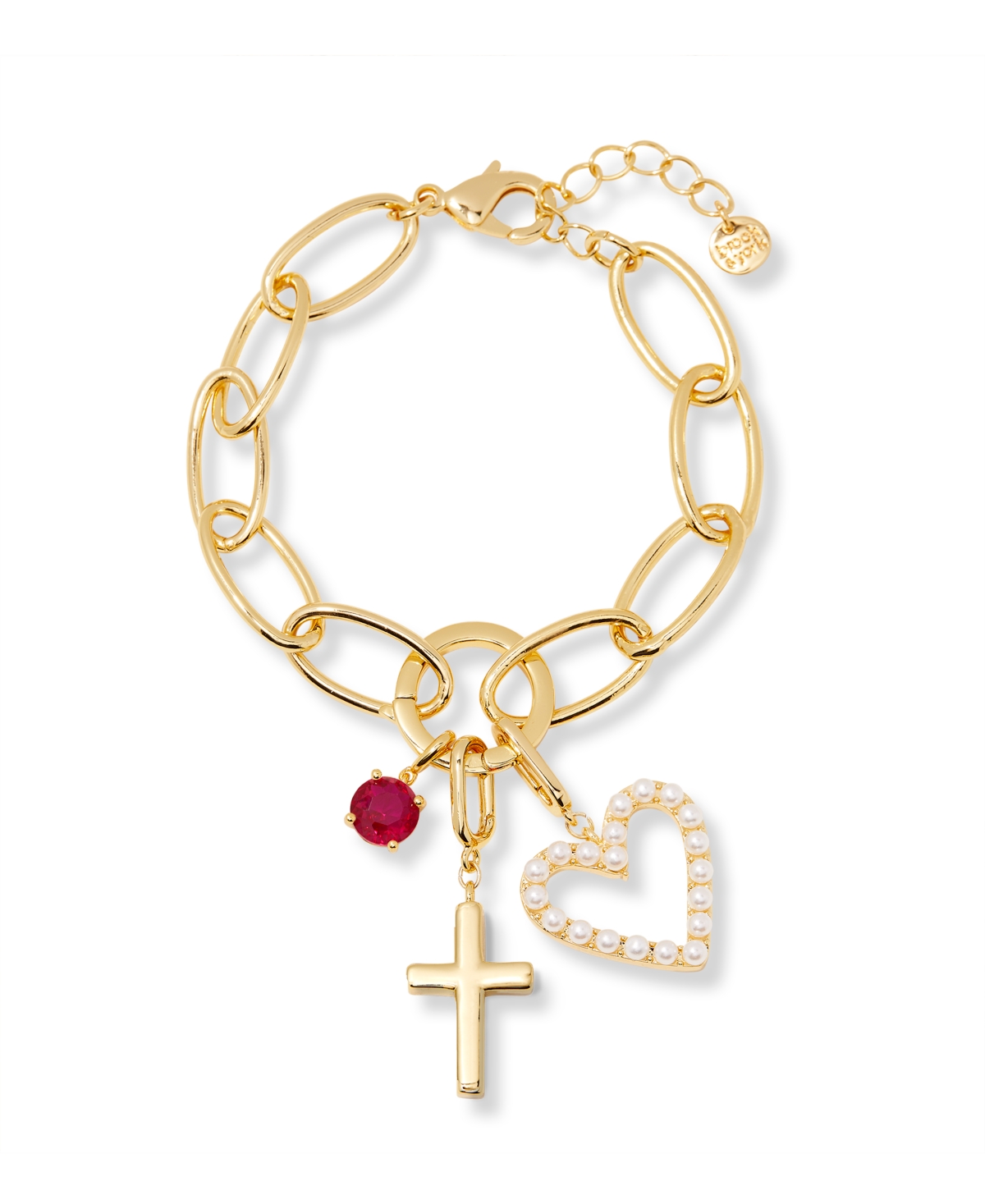 Brook & York Gold Plated Cami Birthstone Cross Charm Chain Bracelet In Gold